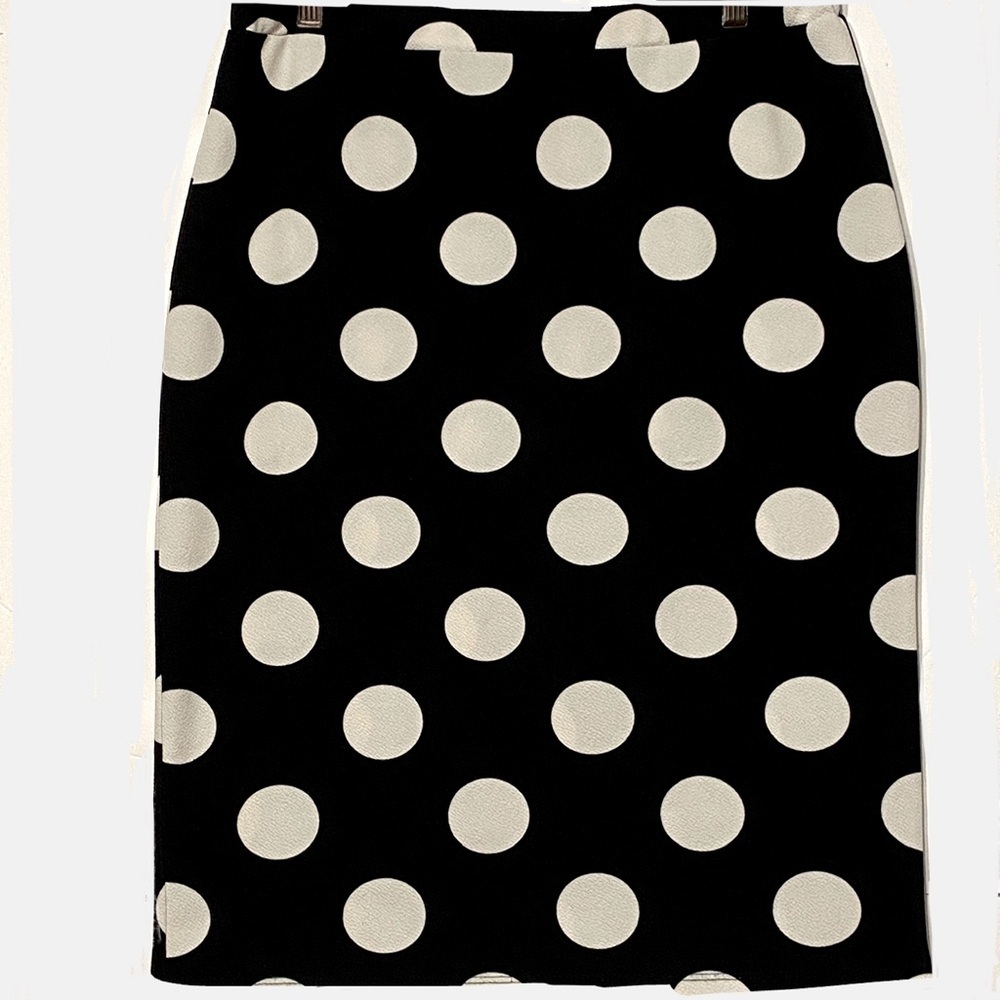 Polka Dot Black White  Straight Skirt Single Knit Blend USA no tag